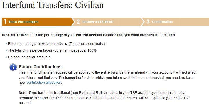Instructions for Interfund transfers from the TSP website