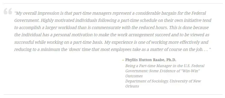 part time federal managers quote from the opm website